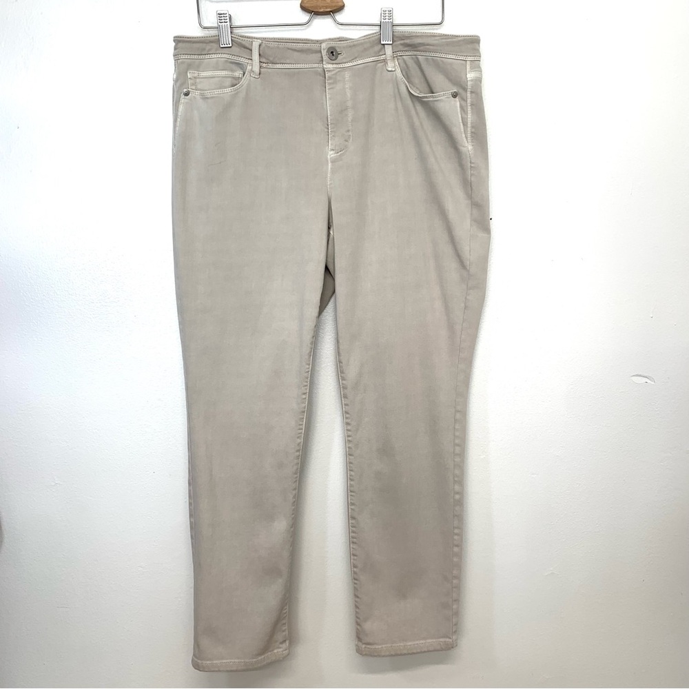 J Jill Slim Ankle Pants Woman 16 Neutral Stretch Pockets Casual Workwear Travel